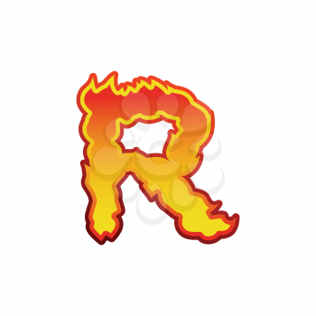 Letter R fire. Flames font lettering. Tattoo alphabet character. fiery sign alphabet