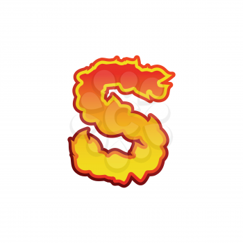 Letter S fire. Flames font lettering. Tattoo alphabet character. fiery sign alphabet