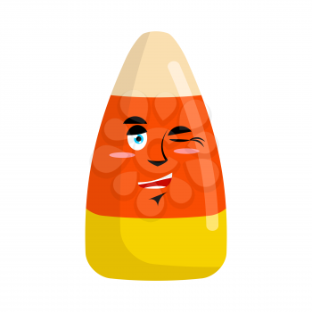 Candy corns winking Emoji. Sweet emotion happy. Sweets for Halloween
