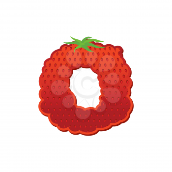 Letter O Strawberry font. Red Berry lettering alphabet. Fruits ABC
