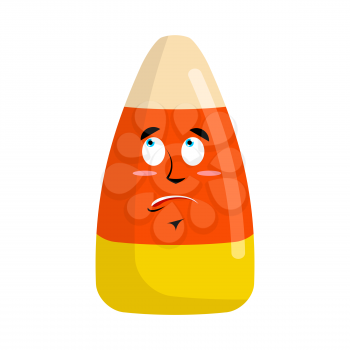 Candy corns surprised Emoji. Sweet emotion astonished. Sweets for Halloween