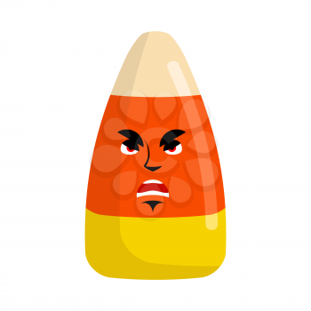 Candy corns angry Emoji. Sweet emotion evil. Sweets for Halloween