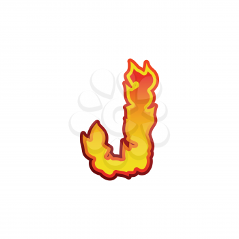 Letter J fire. Flames font lettering. Tattoo alphabet character. fiery sign alphabet