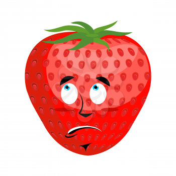 Strawberry Surprised Emoji. Red berry astonished emotion isolated
