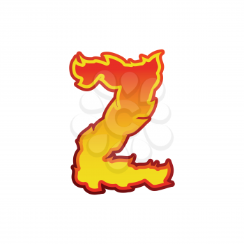 Letter Z fire. Flames font lettering. Tattoo alphabet character. fiery sign alphabet