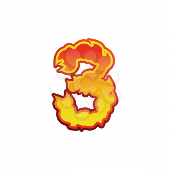 Number 3 fire. Flames Font three. Tattoo alphabet character. fiery sign ABC