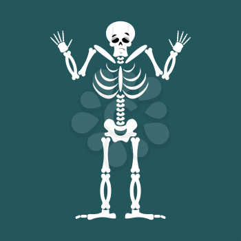 Skeleton Surprised Emoji. Skull astonished emotion isolated. Human bones