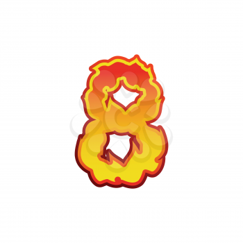 Number 8 fire. Flames Font eight . Tattoo alphabet character. fiery sign ABC