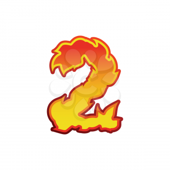 Number 2 fire. Flames Font two. Tattoo alphabet character. fiery sign ABC