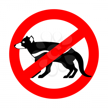 Stop Tasmanian devil. wild animal is forbidden. One hundred beast. Red prohibitory road sign
