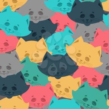 Cat face seamless pattern. Home pet background. Texture for Childrens Cloth
