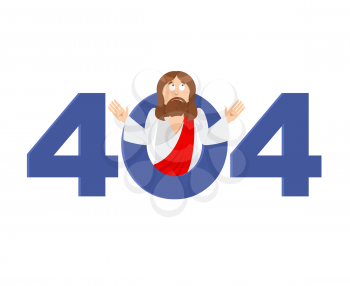 Error 404. Jesus Christ is surprise. Page not found template for website. God's Son does not know and is surprised. Page lost and found message. problem disconnect