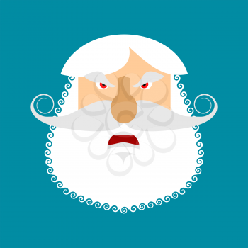 Old man angry Emoji. senior with gray beard face Aggressive emotion isolated