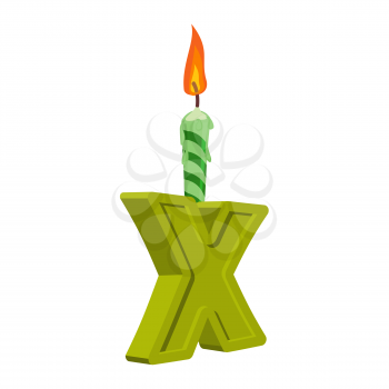 Letter X birthday font. Letter and candle. anniversary alphabet sign. Celebratory ABC
