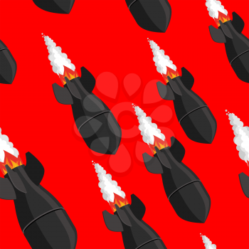 Air bomb seamless pattern. Fighting rocket background. Military bomb texture. War ornament
