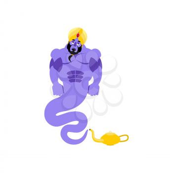 Genie sad Emoji. Magic ghost sorrowful emotion. Arabic magic spirit avatar