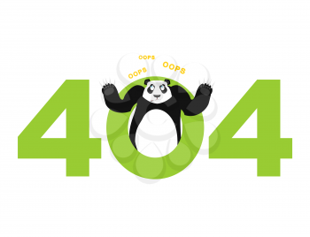 Error 404. panda surprise. Page not found template for website.China bear does not know and is surprised. Page lost and found message. problem disconnect