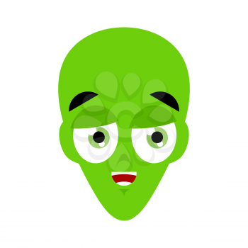 UFO happy Emoji. Green alien face laughs emotion. martian avatar
