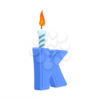 Letter K birthday font. Letter and candle. anniversary alphabet sign. Celebratory ABC