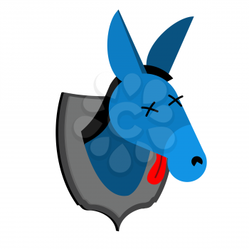 Blue donkey hunter trophy Democrat in office of Republicans. Political illustration USA
