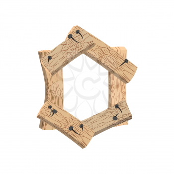 letter O wood board font. plank and nails alphabet. Lettering of boards. Country chipboard ABC