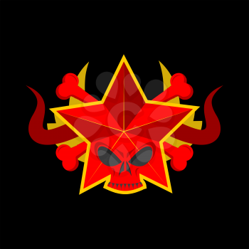 Skull red star. Symbol of specter of communism. USSR emblem of death. soviet monster
