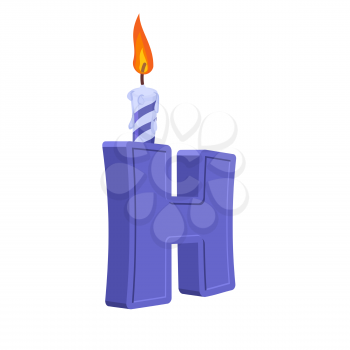 Letter H birthday font. Letter and candle. anniversary alphabet sign. Celebratory ABC