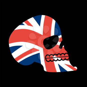 UK skull. Head of skeleton and British flag. Fan emblem