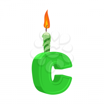 Letter C birthday font. Letter and candle. anniversary alphabet sign. Celebratory ABC