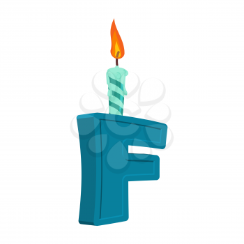 Letter F birthday font. Letter and candle. anniversary alphabet sign. Celebratory ABC