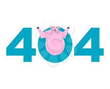Error 404. pig surprise. Page not found template for web site. piggy does not know and is surprised. Page lost and found message. problem disconnect