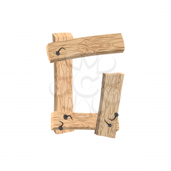 letter G wood board font. plank and nails alphabet. Lettering of boards. Country chipboard ABC