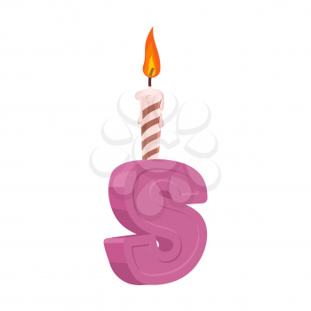 Letter S birthday font. Letter and candle. anniversary alphabet sign. Celebratory ABC