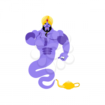 Genie winks Emoji. Magic ghost thumbs up. Arabic magic spirit avatar
