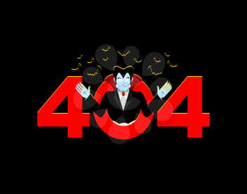 Error 404. vampire surprise. Page not found template for web site. Dracula does not know and is surprised. Page lost and found message.