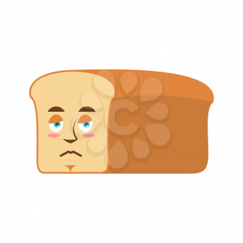 Bread sad Emoji. piece of bread sorrowful emotion isolated