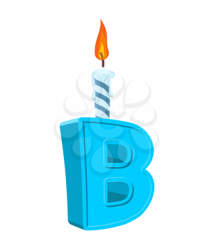 Letter B birthday font. Letter and candle. anniversary alphabet sign. Celebratory ABC