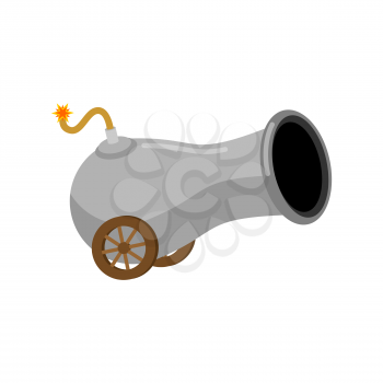 ancient cannon cartoon isolated. Funny little War Ship cannon
