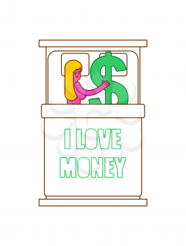 I love money. Girl in bed with dollar. Sex for cash. Selling Love
