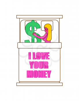 I love your money. Girl in bed with dollar. Sex for cash. Selling Love
