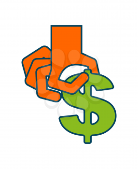 Take profit money. Hand and dollar. Cash withdrawal. Benefit business icon
