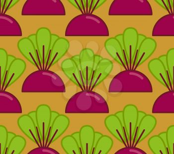 Beets grow seamless pattern. Vegetable on garden background