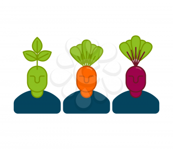 Office vegetables managers. Carrots and beets. set of office staff icons. Business concept symbol

