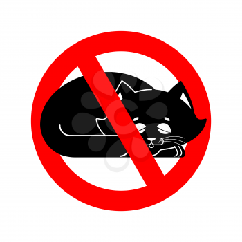 Stop cat. ban pet is forbidden. Red prohibitory road sign 
