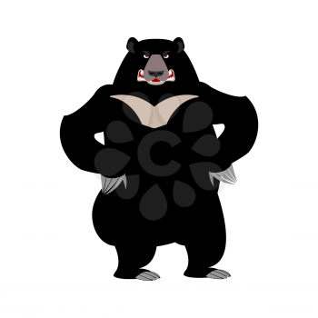 Himalayan bear angry emotion. aggressive wild animal emoji. Black big beast
