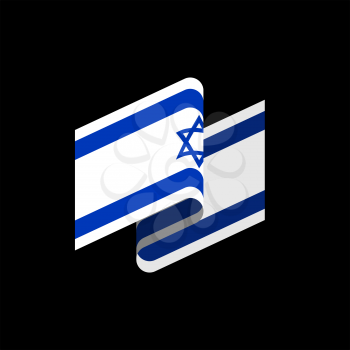 Israel flag isolated. Israeli banner ribbon. Jewish Symbol of State
