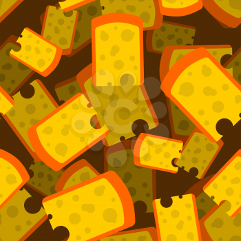 Cheese piece seamless pattern 3D. Yellow dairy product background
