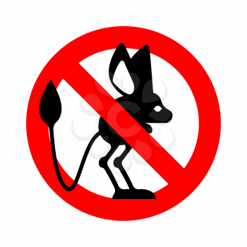 Stop Jerboa. ban Steppe animal is forbidden. Red prohibitory road sign 

