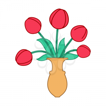Red tulip in vase isolated. Beautiful flowers in jug
