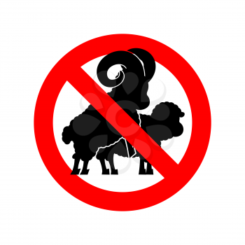 Stop sheep sex. Ban warning ram intercourse. Red prohibitory sign
